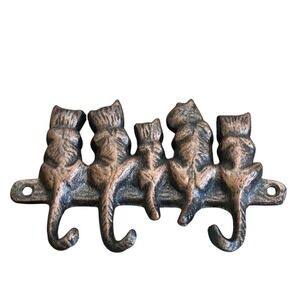 Cats and Kittens Cast Metal Key Hook Wall Mount